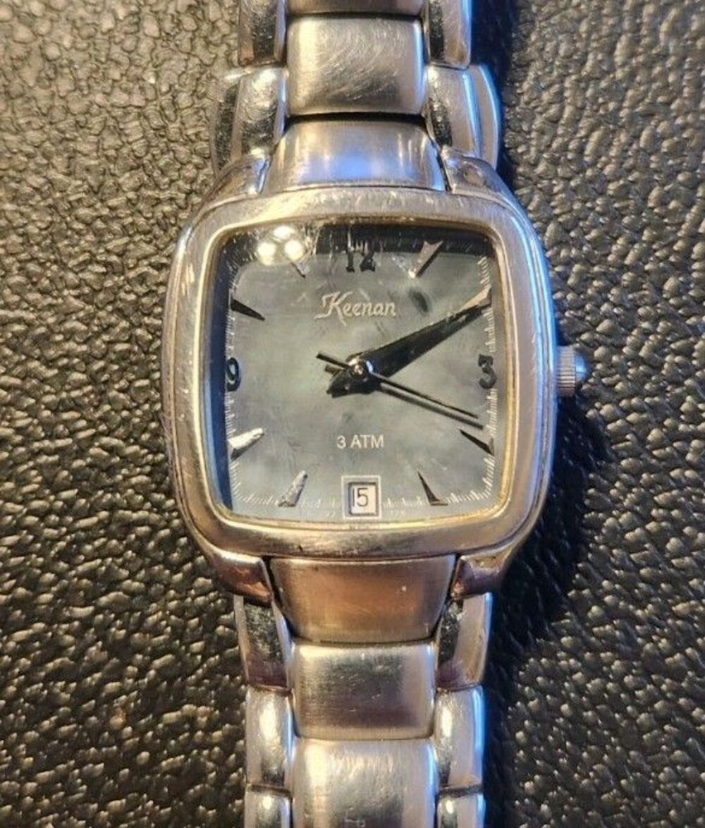 Vintage Ladies Silver Tone Keenan Watch Blue/gray Face- New Battery